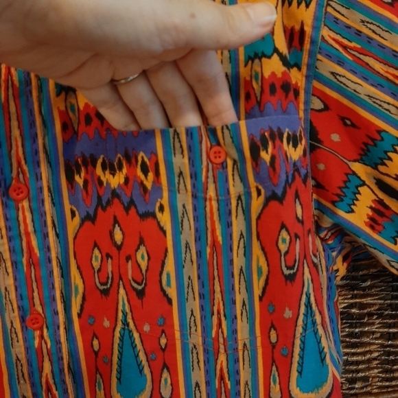Vintage Wrangler Western Shirt Rodeo Cowboy Southwest Button Up Large Aztec Boho - Picture 2 of 5
